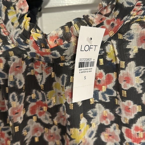 Loft Floral Smocked Ruffle Trim Top size small - Picture 2 of 2